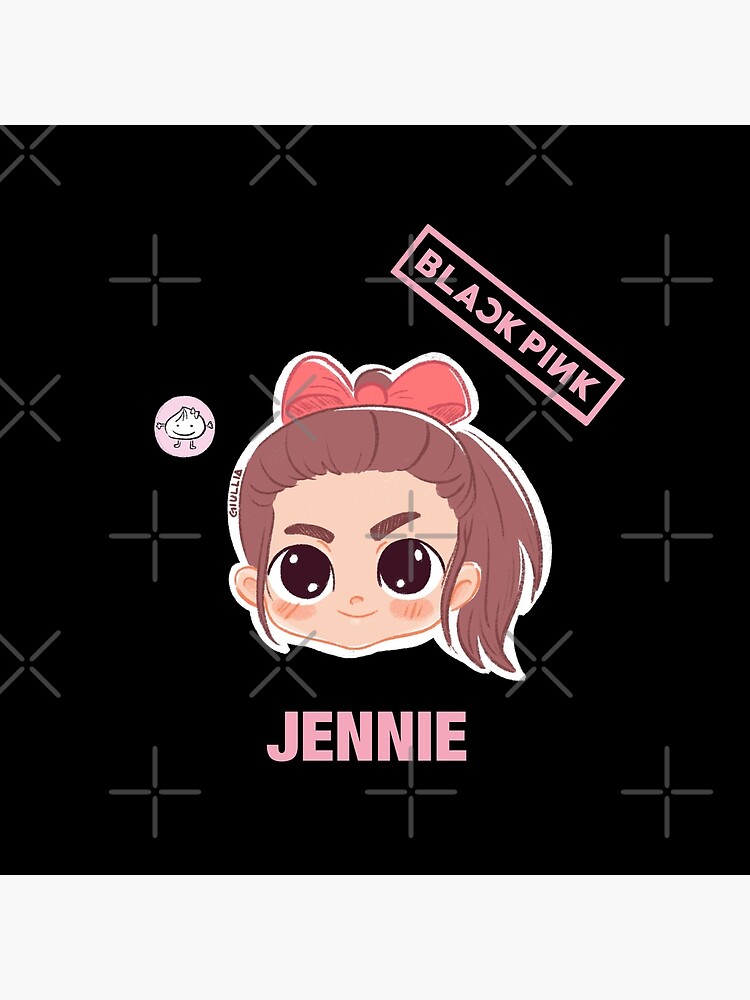 Black Pink Jennie Fanart Throw Pillow - Image 2