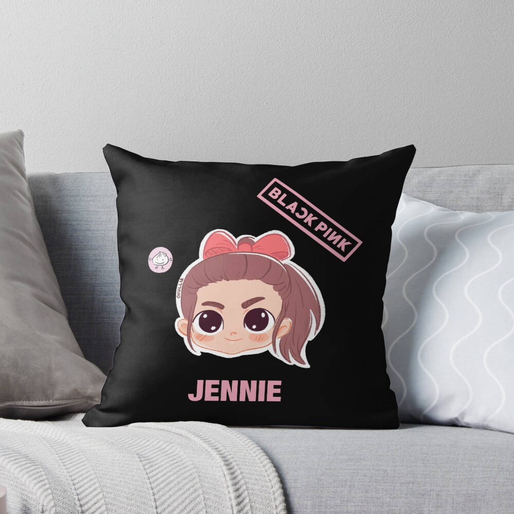 Black Pink Jennie Fanart Throw Pillow