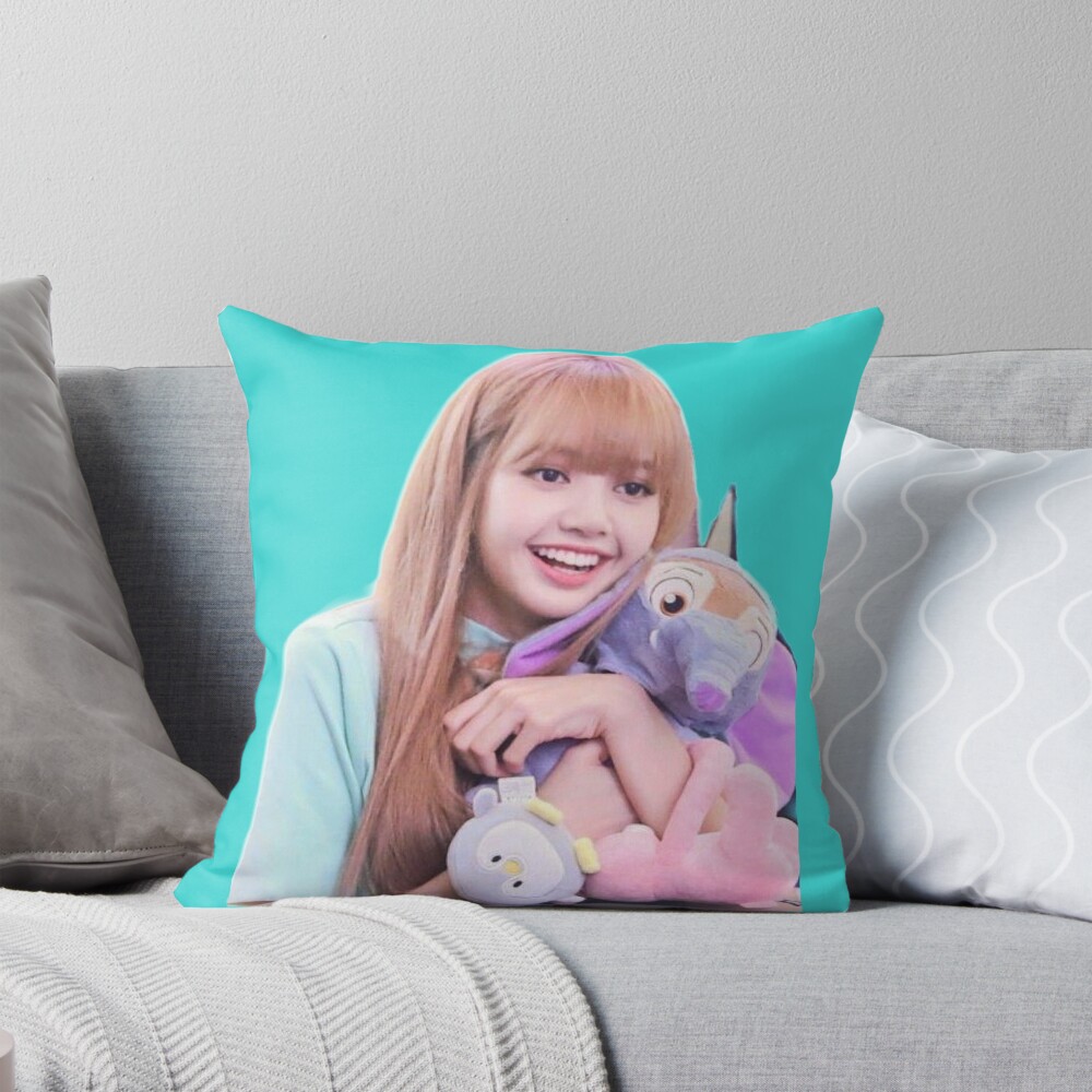 Black Pink Cute Girl Throw Pillow